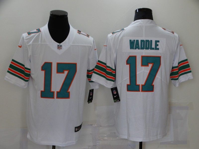 Men Miami Dolphins #17 Waddle White Nike Vapor Untouchable Limited 2021 NFL Jerseys